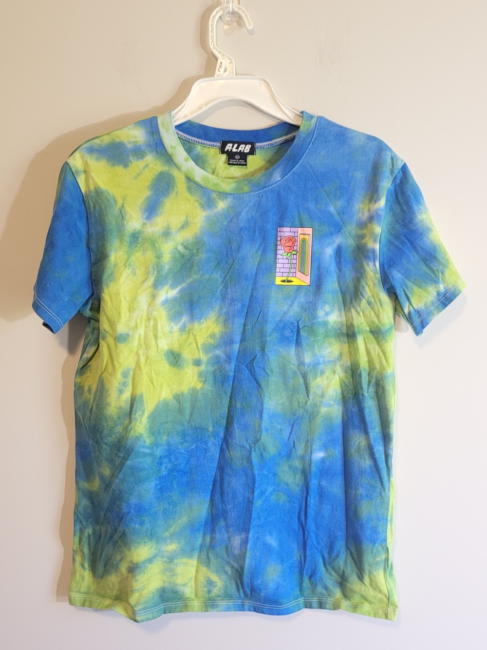 A.LAB Tie Dye Graphic Tee Blue Green Back Print Medium - Picture 3 of 7